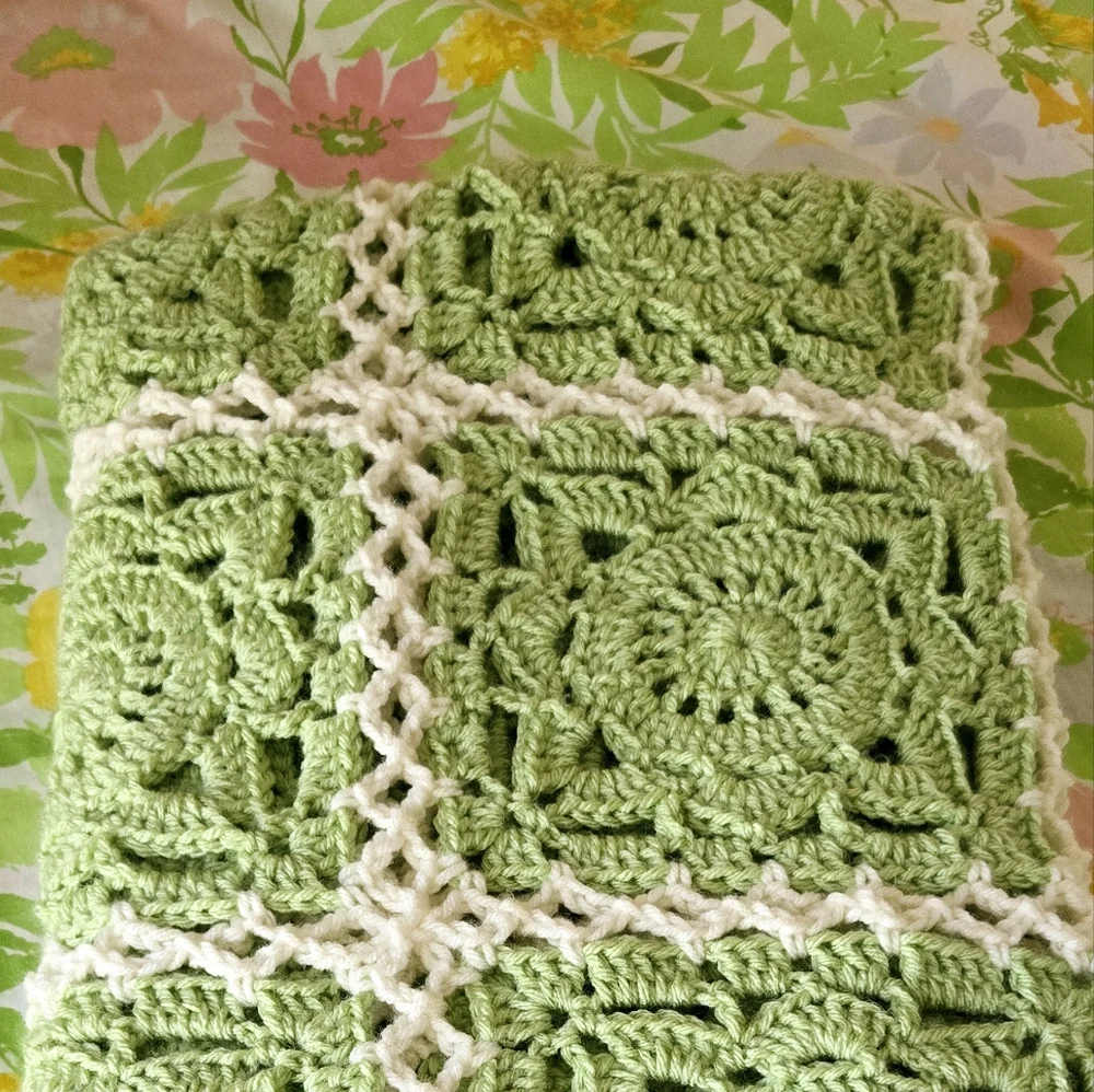 Handmade Crochet Lacy Throw Blanket